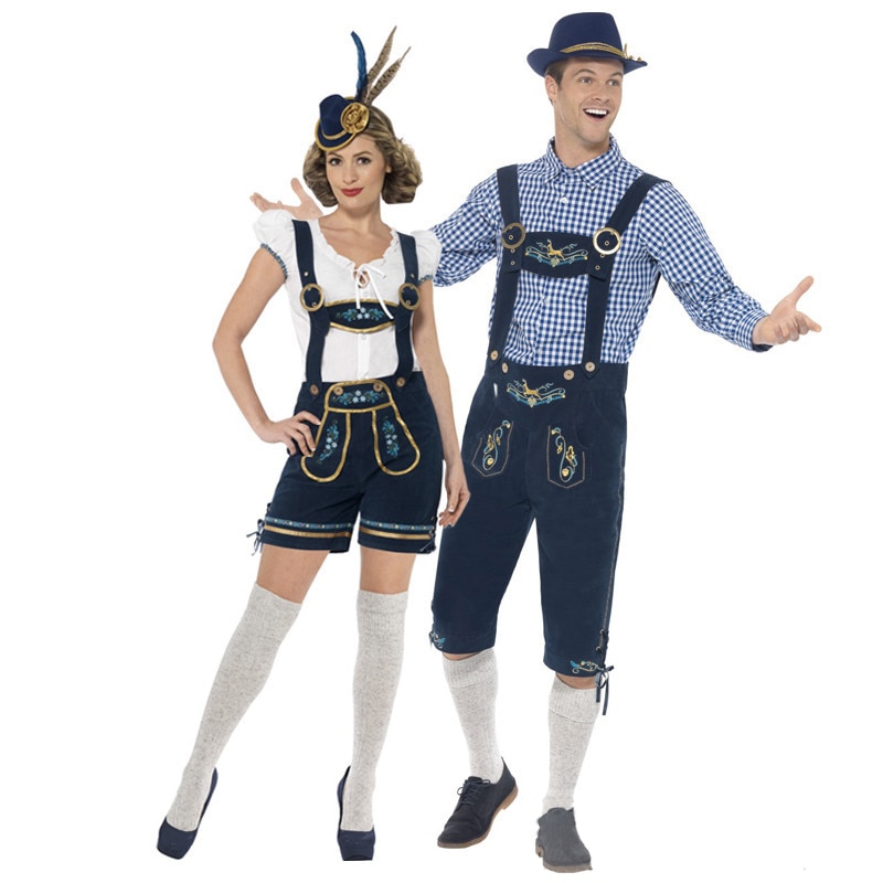 Traje de bávaro Oktoberfest hombres alemanes cerveza Wench disfraces mujeres fantasía cerveza camarero de Cosplay traje para la pareja