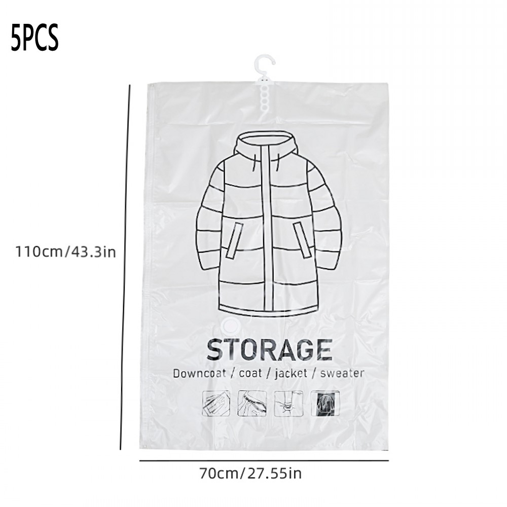 Hanging Vacuum Storage Bags, Hanging Space Saver Bags, Hanging Storage Bags for Clothes, Vacuum Sealed for Suits, Dress, Jacket: black
