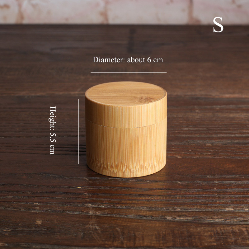 Pure Bamboo Straight Cylinder Tea Caddy Portable Tea Caddy Tea Storage Box for Home and Travel: Light Grey