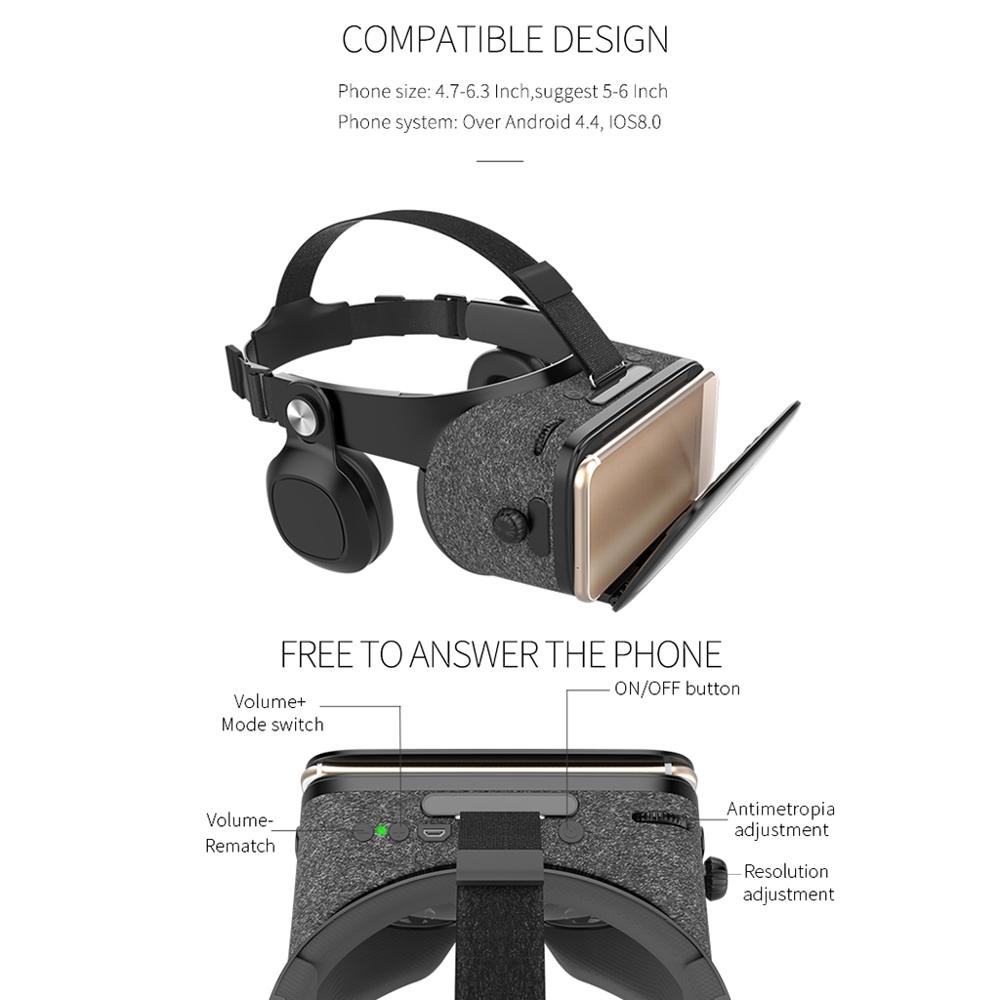 Bobovr-capacete de realidade virtual 3d de couro, bobo vr z4/z5/z6, celular de 4 a 6 polegadas, fone de ouvido estéreo, telefone móvel, óculos virtuais