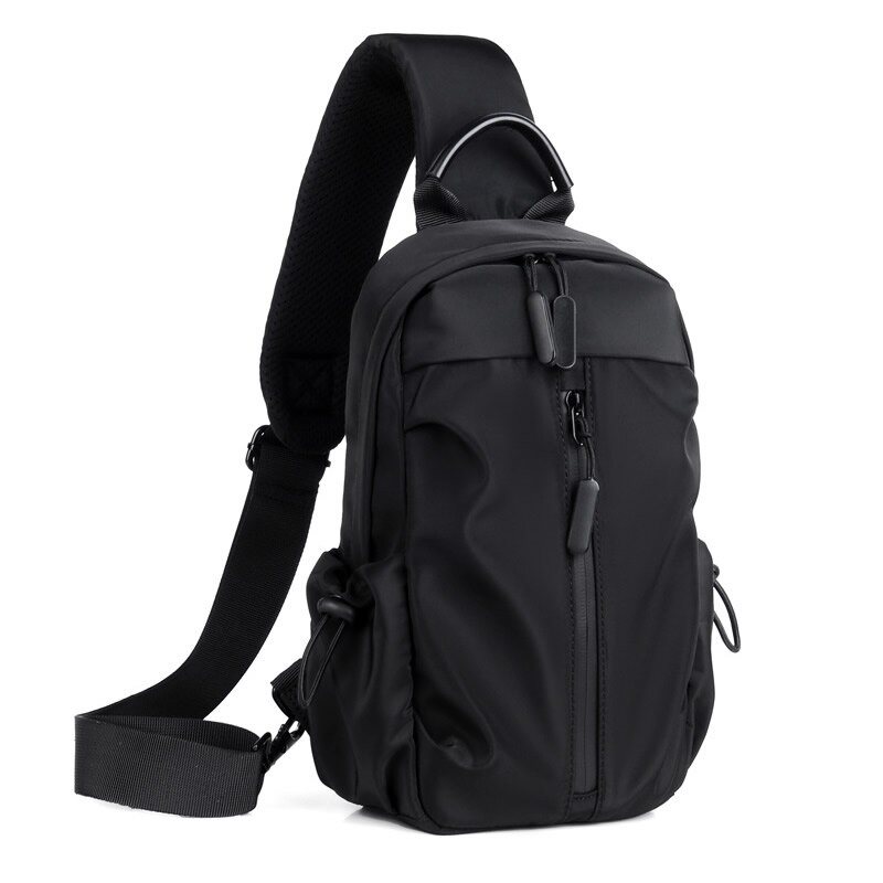 Waterproof Backpack Men Laptop Bag Breathable Men&#39;s Business Travel Backpack Simple Pure Color Leisure Backbag/Chest Bag: black chest bag