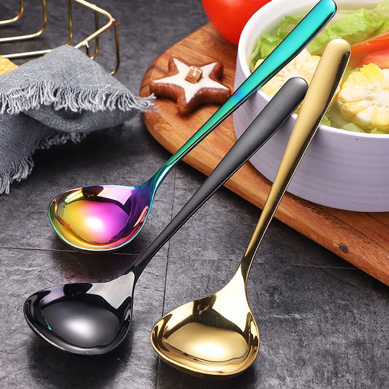 Newest 1pc 304 Stainless Steel Spoon Family Soup Spoon Stainless Steel Large Capacity Pot Spoon Kitchen Cooking Spoon