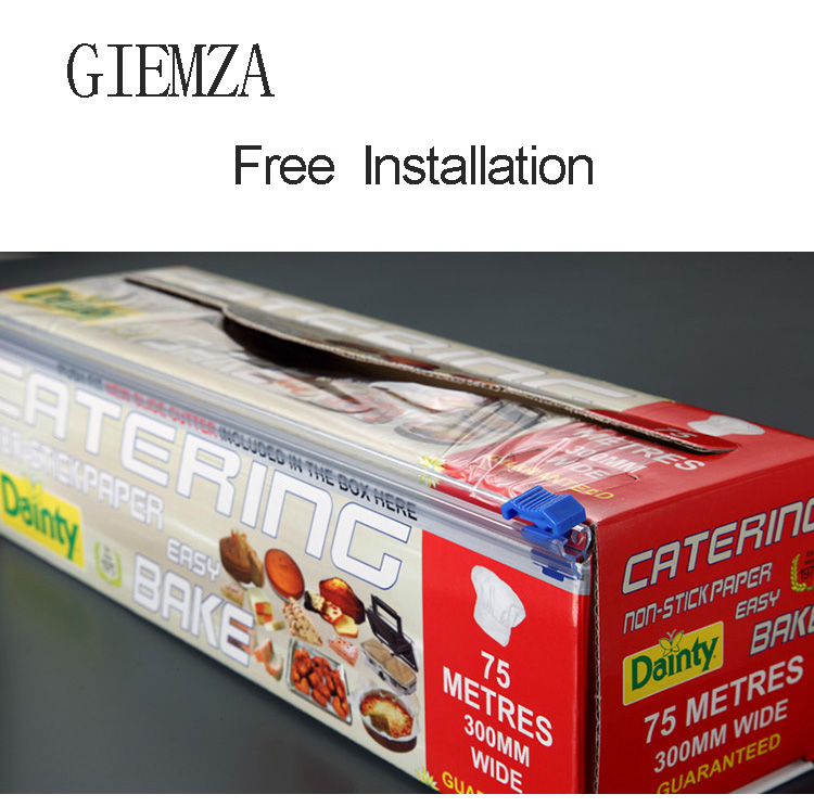Giemza hjem plastfolie dispensere og folie filmskærer mad klæbende filmskærer stretch tide plastfolie dispenser med skæring