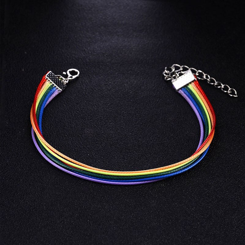 Rainbow Kleuren Charm Armband Voor Mannen Vrouwen Handgemaakte Gevlochten Brede Wrap Touw Armband Armbanden Beste Vriendschap Sieraden