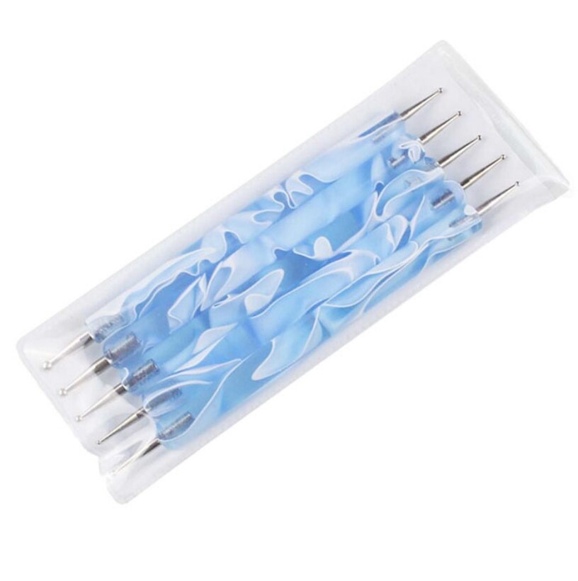 Bedste kvinder dame 5 stk prikkede maleri pensel pen værktøj sable dual ball 2 vejs akryl uv gel nail art  de 1 sæt lsy 1105