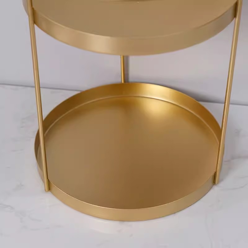 Iron Art Gold Scandinavische stijl enkele en dubbellaagse platte bodem ronde goederen parfum afwerking cosmetica opbergrek