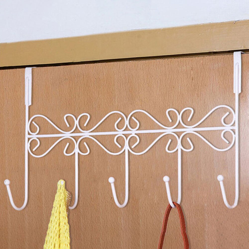 Metalen 5-Haak Achter Deur Hanger Tas Kleren Sleutel Sjaal Opknoping Houder Organizer