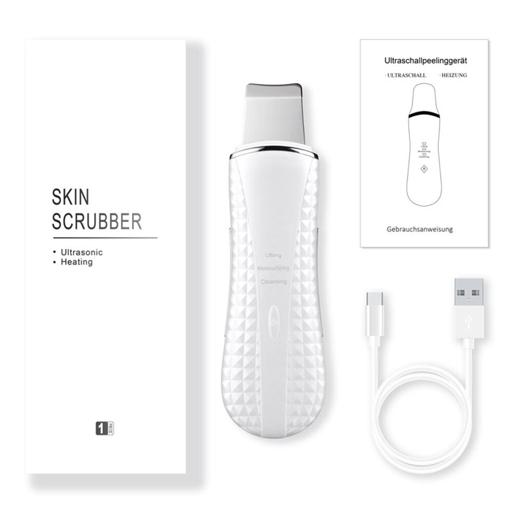 Ultrasone Scrubber Verwijdert Mee-eters, Nagelriemen, Ionische Huid Cleanser, Verstevigende Gezichtshuid Massager, Gezichtsreiniging: white