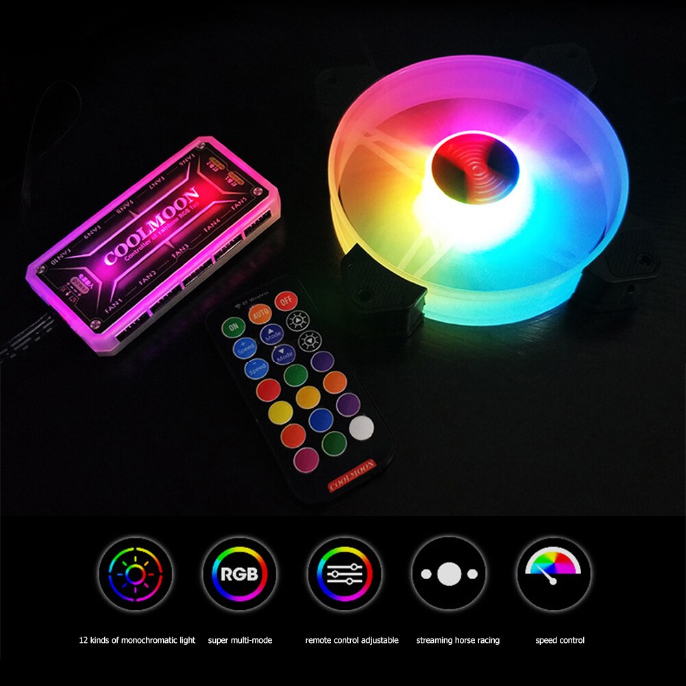 120Mm Computer Case Fan Chassis Rgb Fan Verstelbare Kleurrijke Verlichting Stille Radiator Heatsink Cooler Mute Pc 120Mm Cpu case Fans