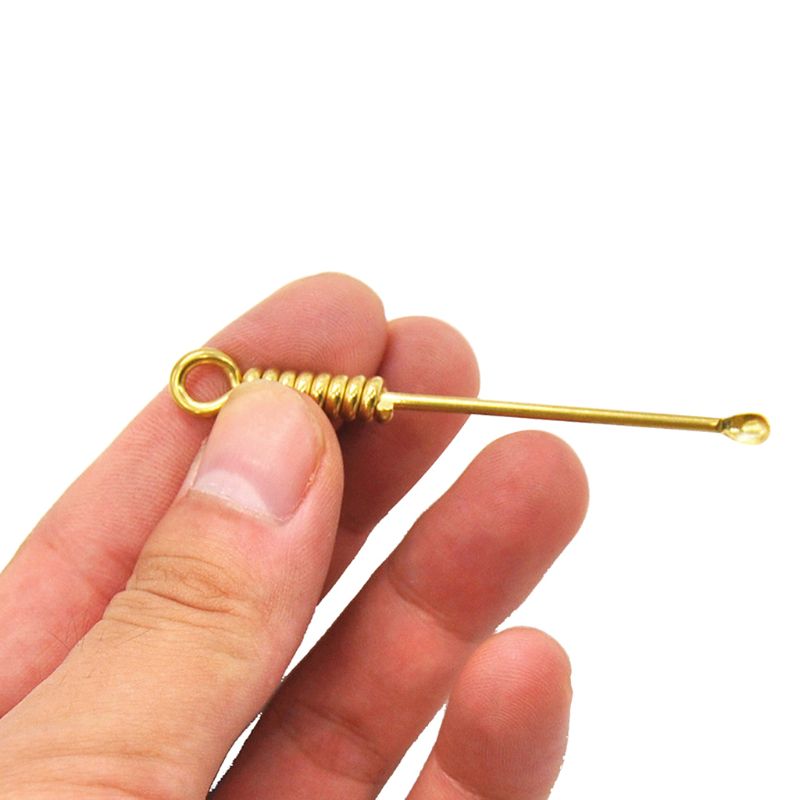 Handgemaakte Messing Spiraal Vorm Rook Pijp Oorreiniger Oorsmeer Lepel Earpick Draagbare Sleutelhanger Hanger Tool Accessoires