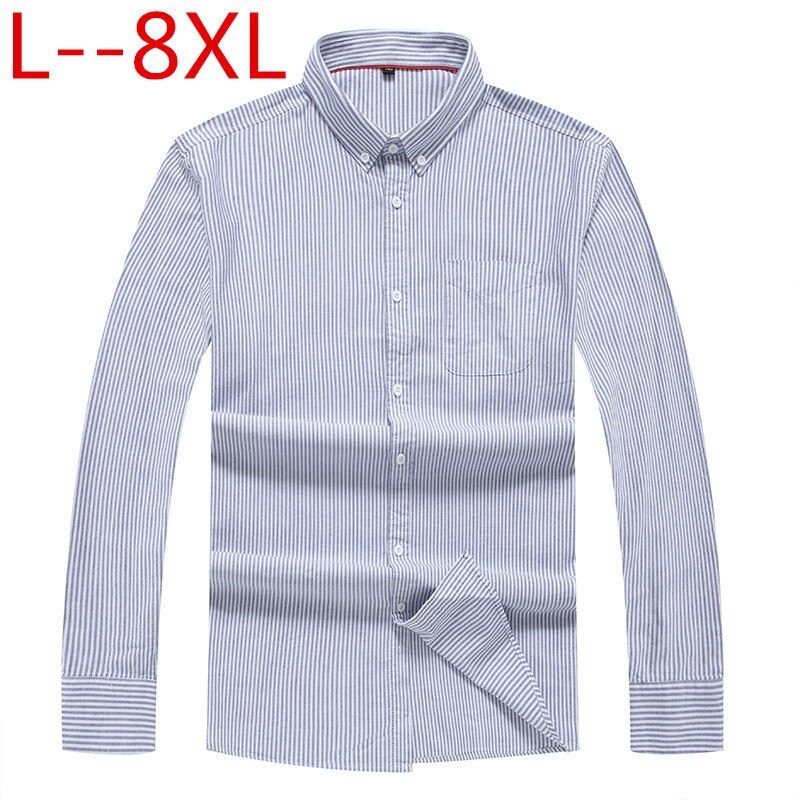10xl 8xl stribet skjorte efterår vinter flannel rød ternet skjorte herre skjorter lange ærmer chemise homme bomuld terne skjorter til mænd: 6xl
