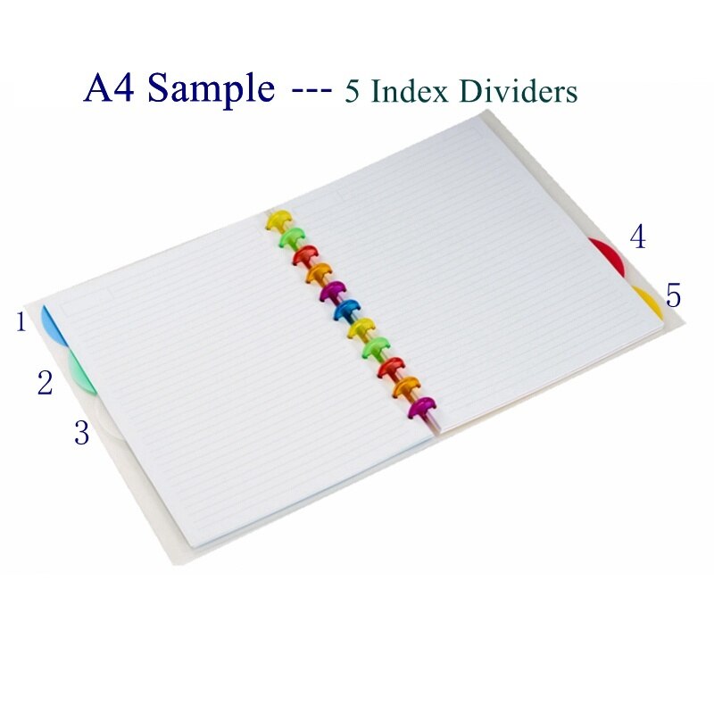 Separadores de índice coloridos de agujeros de seta A4/A5/B6, divisores de revistas, accesorios para cuadernos