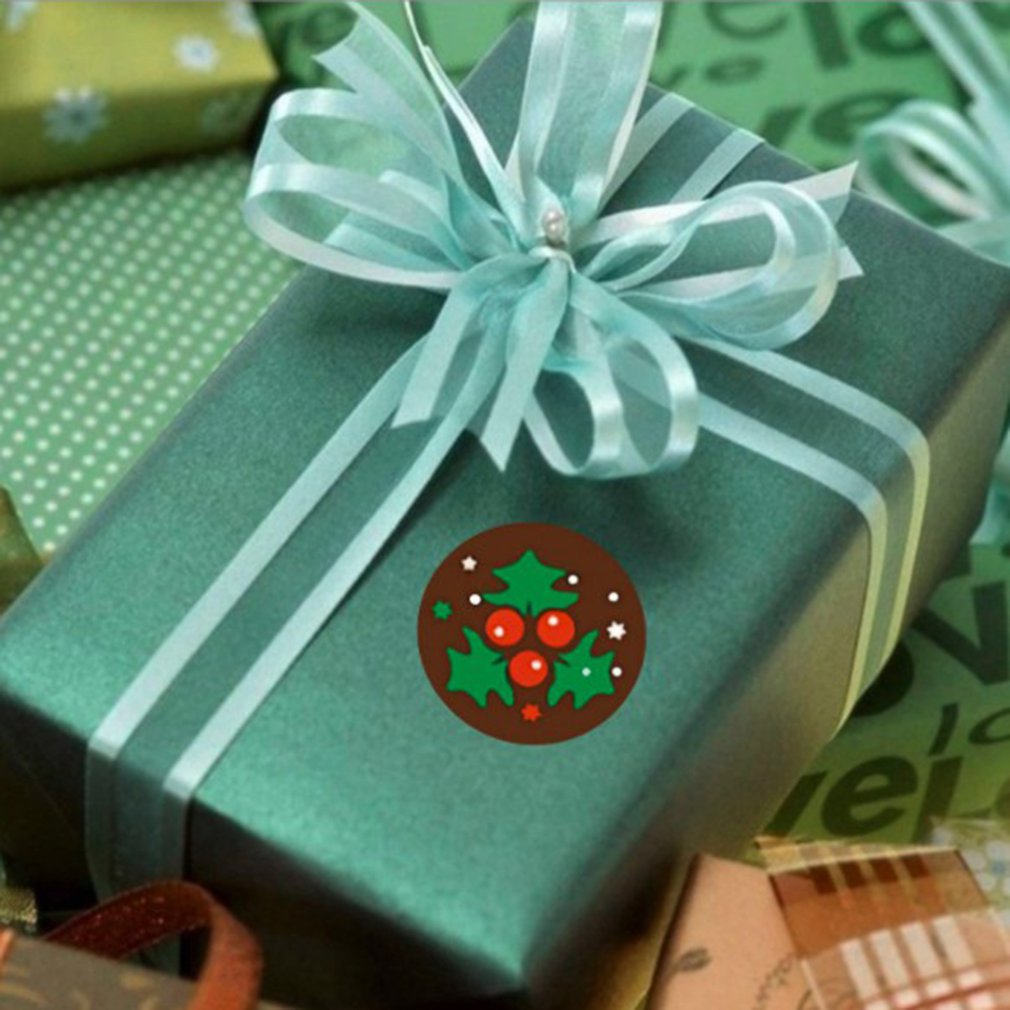 500 stuks zelfklevende labelstickers met schattige kerstpatronen, handig en draagbaar