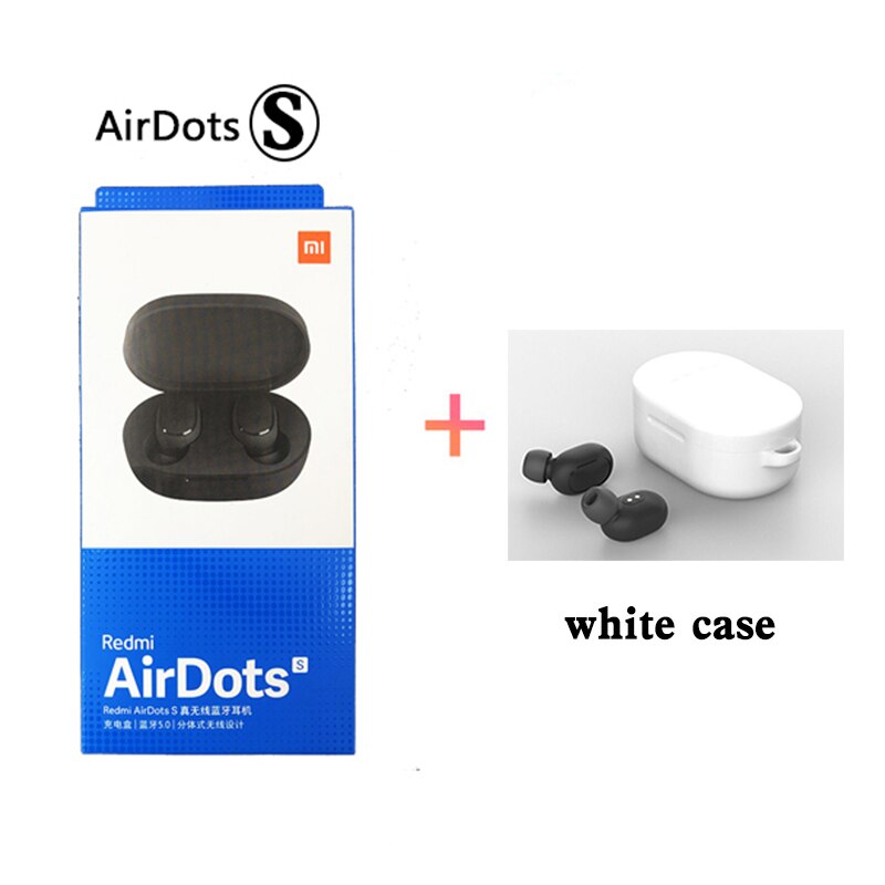 Original Xiaomi Airdots S Tws Redmi Airdots S Earbuds Wireless Earphone Bluetooth 5.0 Gaming Headset With Mic Voice Control: with white case