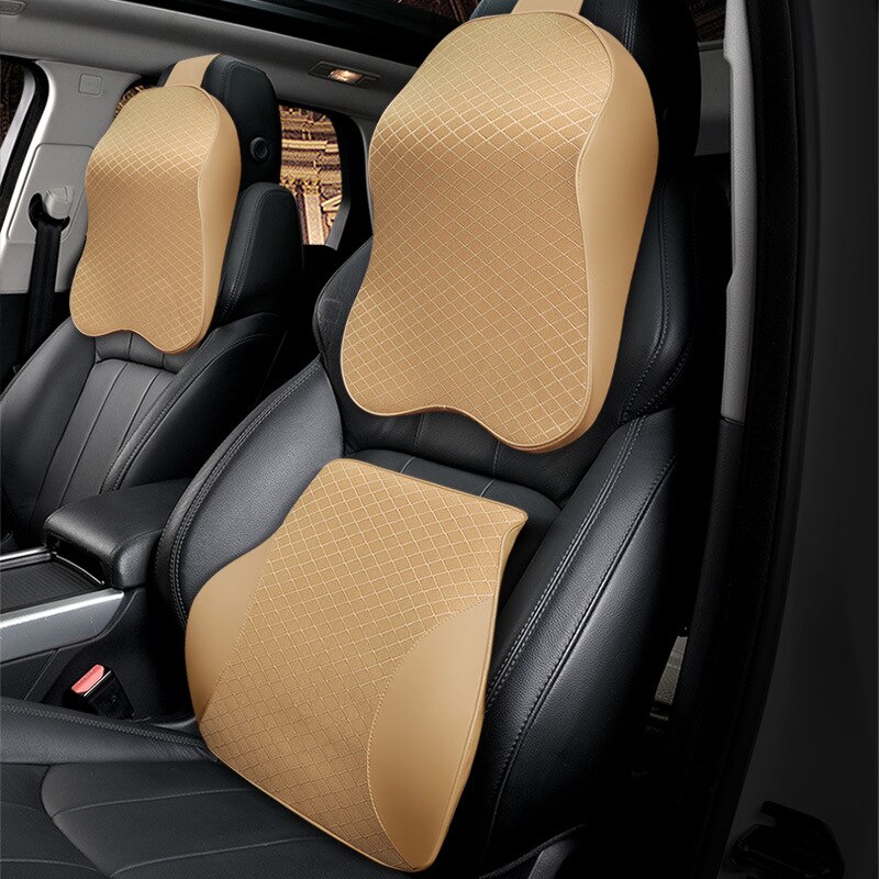! Mousse à mémoire de forme mignon siège de voiture appui-tête oreiller solide pour le cou reste taille dos soutien coussin ensemble oreillers voiture accessoires