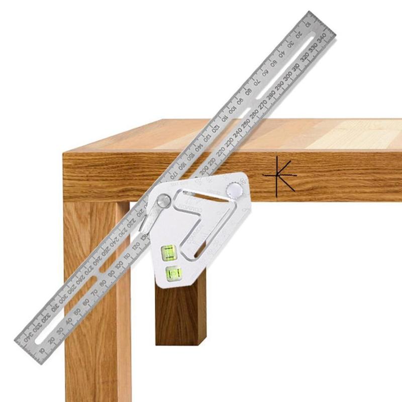 Regla para carpintería multifunción, regla para ángulo de ingeniería multifunción, regla para carpintería combinación de regla, escuadra de medición D0V5 1 unidad
