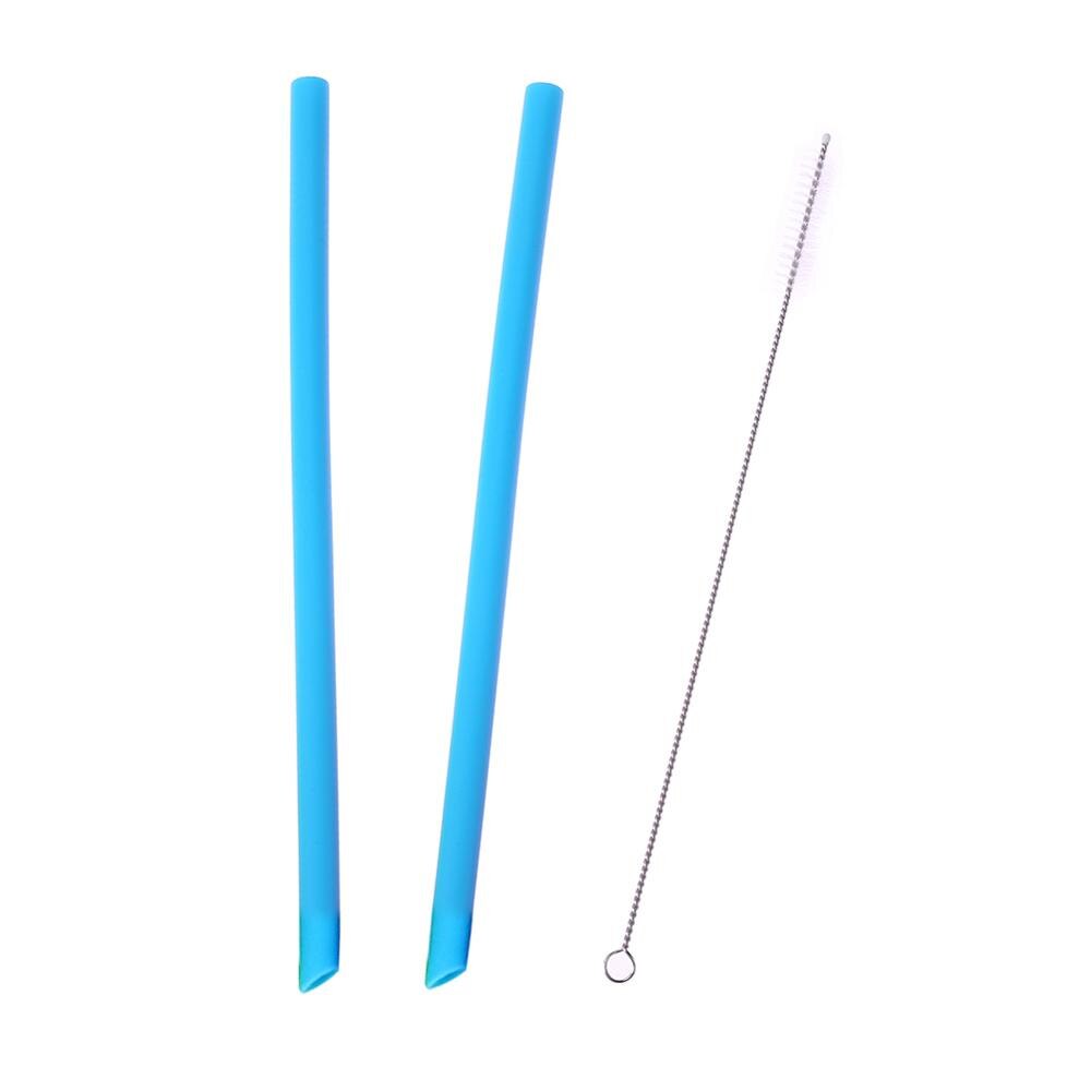 2Pcs/set Reusable Silicone Straws Food Grade Silicone Straws Drinking With Cleaning Brush Party Straws BPA Free: I