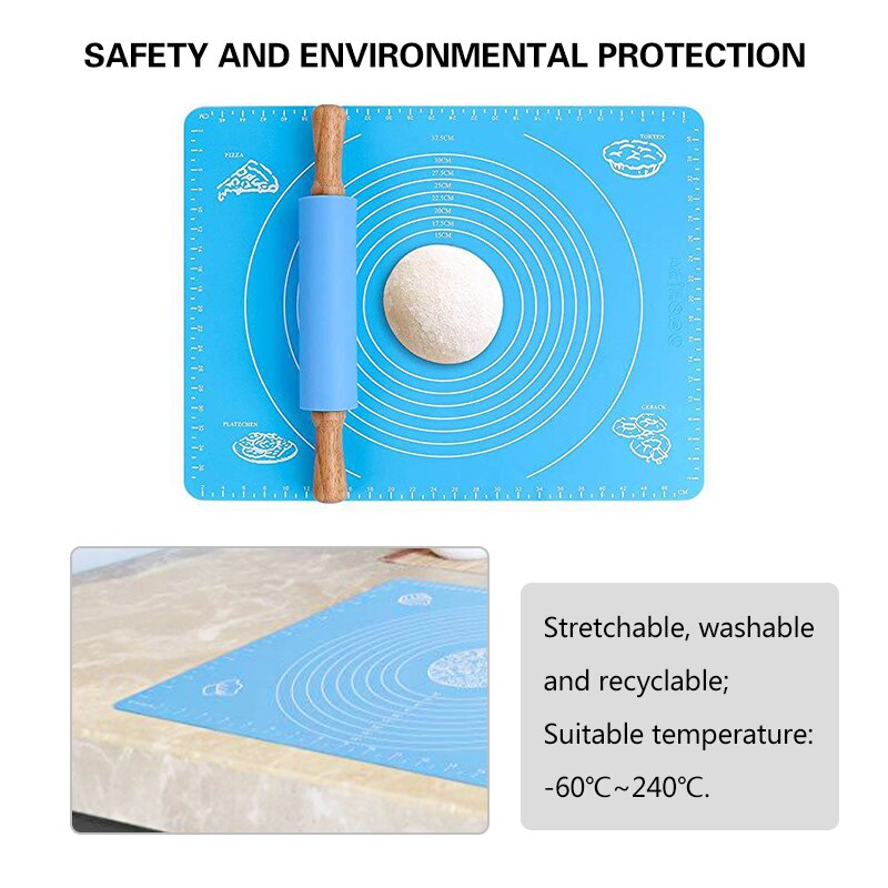 Silicone Baking Mat With Scale Rolling Dough Pad Kneading Dough Mat Non Stick Pastry Sheet Oven Food Grade Liner Baking Tools