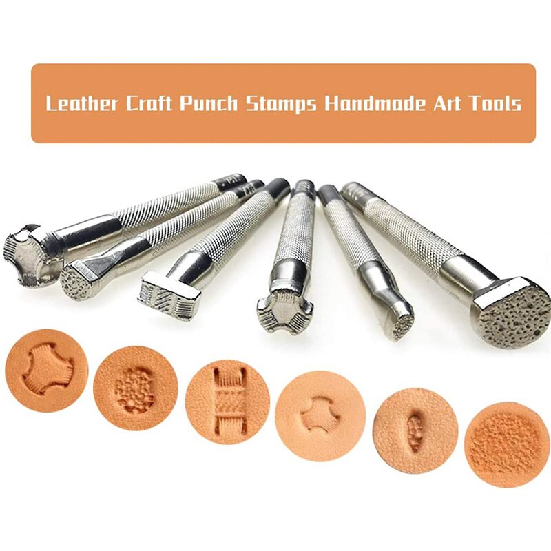 Gereedschap voor het stempelen van leer, set voor het snijden van leer, set voor het snijden van leer met een hamer, stempel en stift voor het maken van leer.