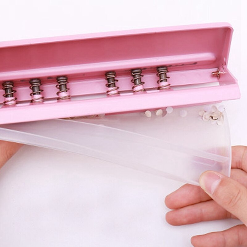 Roze 6- gaats perforator losse bladen standaard perforator papier verstelbare nietmachine thuiskantoor bindbenodigdheden studenten kantoorbenodigdheden