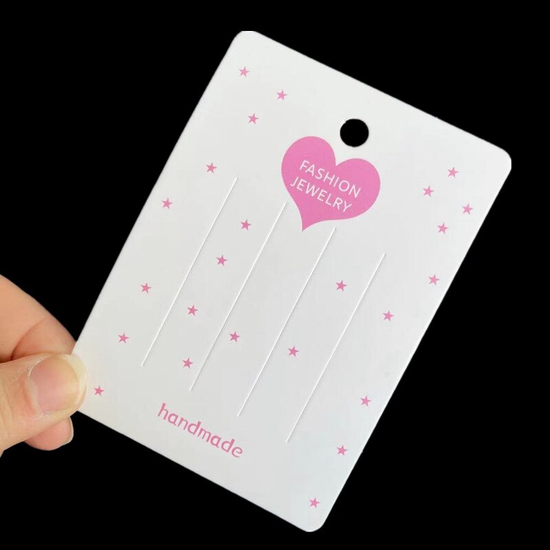 50 stk 7.5 x 10.5cm hårspænder hårnåle display kort pink kraftpapir kort til hårspænder hårspænder display emballage smykker prisskilt: Hjerte