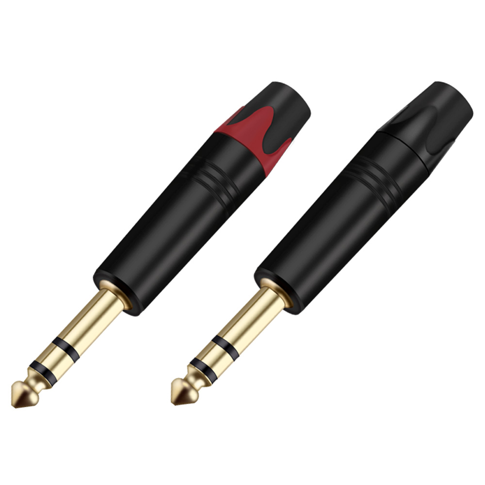 2 uds Jack 6,35 MM conector macho estéreo de 3 polos tubo de aluminio latón chapado en oro conector de Cable de Audio con enchufe de micrófono de 1/4 pulgadas: Verde militar