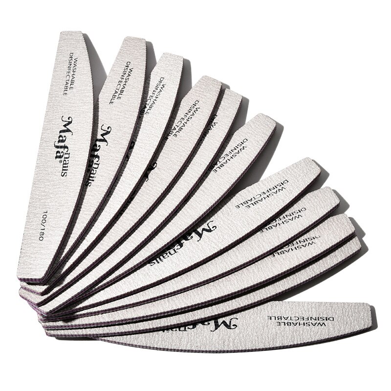5XNail File 100/180 high Sanding nail files 100|180 grit pack of 5pcs Nail files half moon grey 100