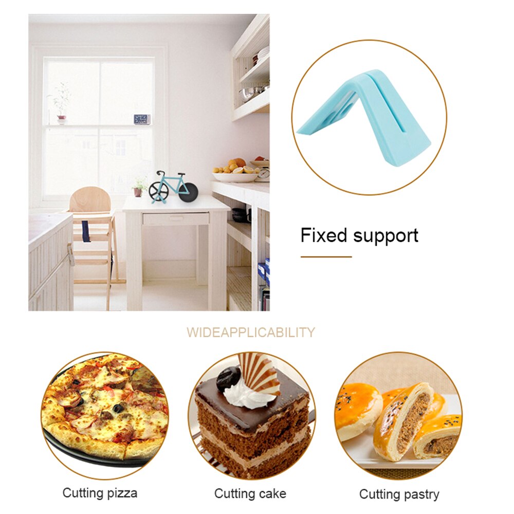 Bicycle Pizza Cutter Knives Stainless Steel Two-wheel Pizza Cutting Knife Non-stick Pizza Wheels Chopper Slicer with Holder