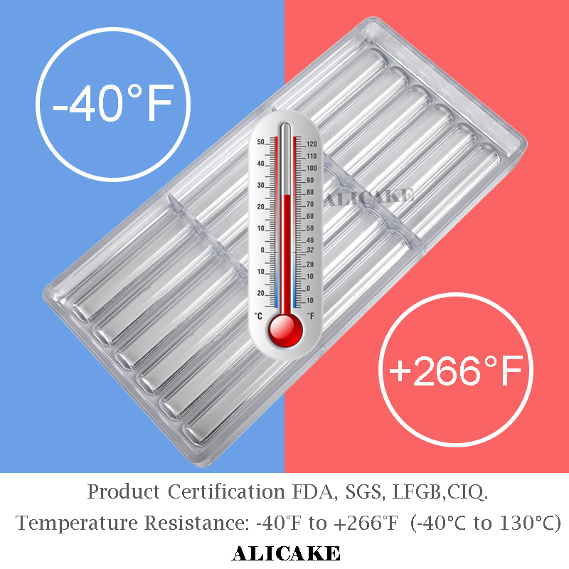 Polycarbonate Chocolate Molds Cylinder Stick Cake Chocolate Bar Tray Thick Moulds Form for Bakery Baking Mold Pastry Tools