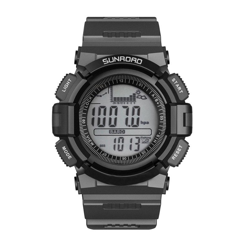 Relojes digitales de pesca para hombre, Monitor de temperatura de profundidad del agua, altímetro, brújula, barómetro, despertador, resistente al agua, retroiluminación de 50m