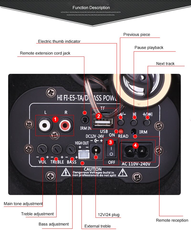 5Inch Auto Audio Actieve Bluetooth Speaker Box 12V 220V Hifi Home Theater Subwoofer Motorfiets Telefoon Ronde Type