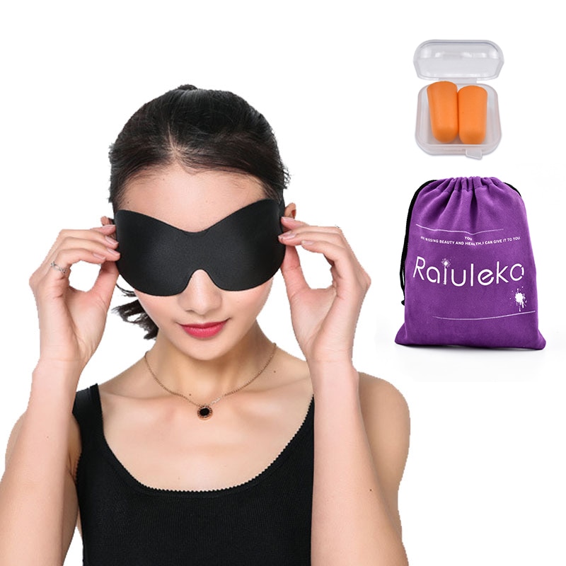 3d sovende øjenmaske svamp polstret skygge cover øjenskygge bærbar rejse bind for øjnene kontor øjenlap nat bandage send taske øreprop