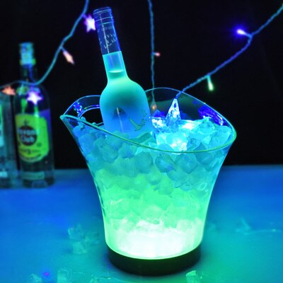 LED Rechargeable Ice Bucket 5.5L Wine Whisky Ice Cooler Colors Changing Champagne Wine Buckets For Party Home Bar Nightclub: green color