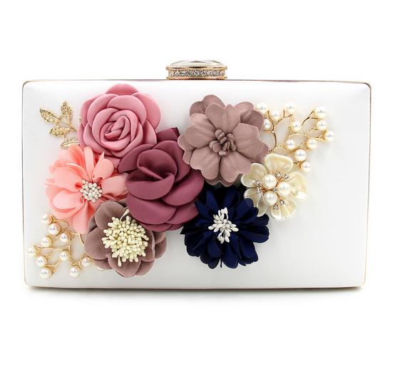 God luksus charme charme blomster perle dame fest clutch taske aftentaske dame håndtaske kæde skuldertaske: G