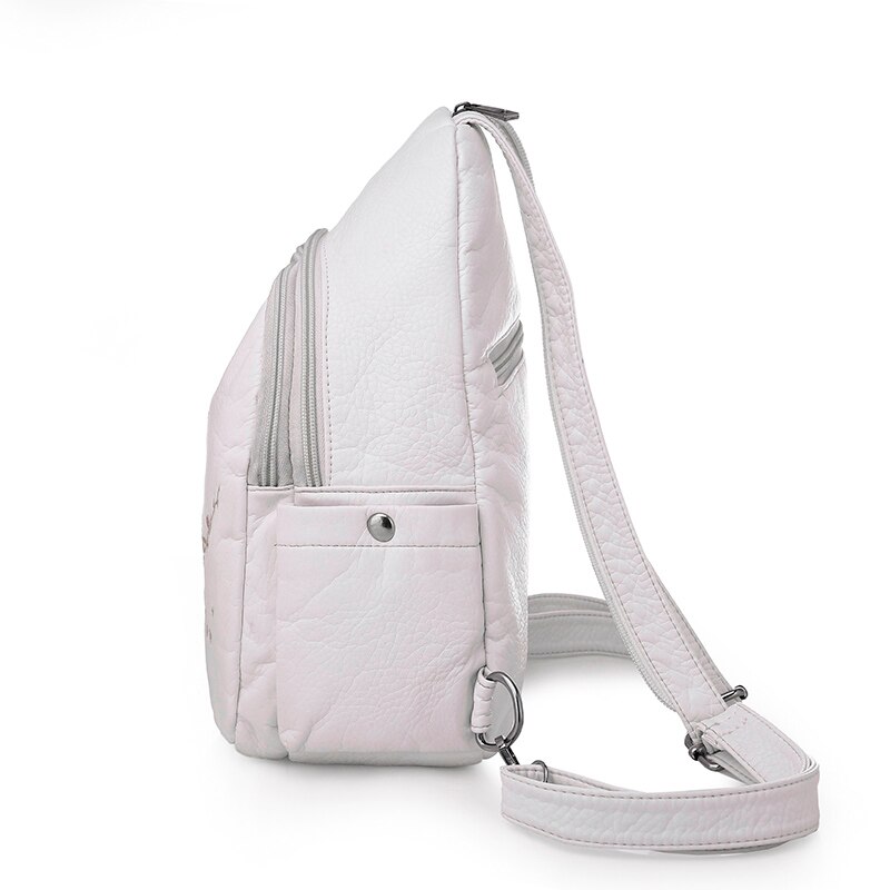 mochilas de cuero bordadas para mujeres adolescentes Sac A Dos mochila de viaje para mujeres Mochila De cuero suave para mujeres