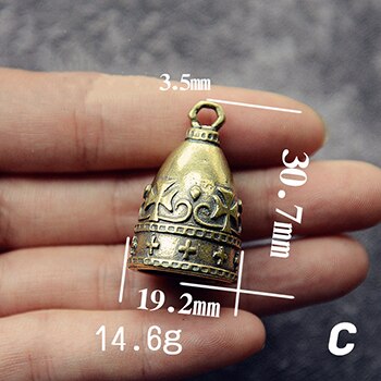 Clochette Vintage en laiton antirouille | Mini porte-clés Portable, porte-bonheur, bonne fortune, décoration de maison et de bureau, pendentif pour Animal de compagnie: C