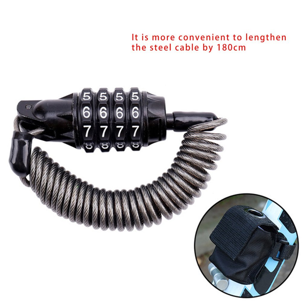 Mini Spring Anti-theft Bicycle Code Lock 4 Digits Combination Password Bike Lock Spring Disc Cable Wire Security Lock