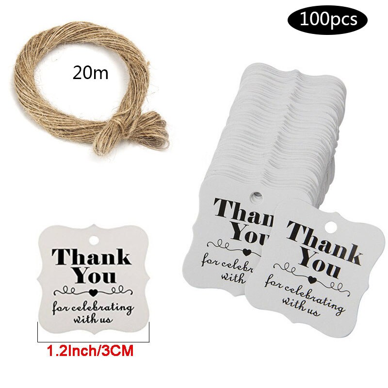 100PCS Kraft Paper Tags DIY Handmade Thank You Multi Style Crafts Hang Tag With Rope Labels Wrapping Supplies Wedding Favor: Burgundy