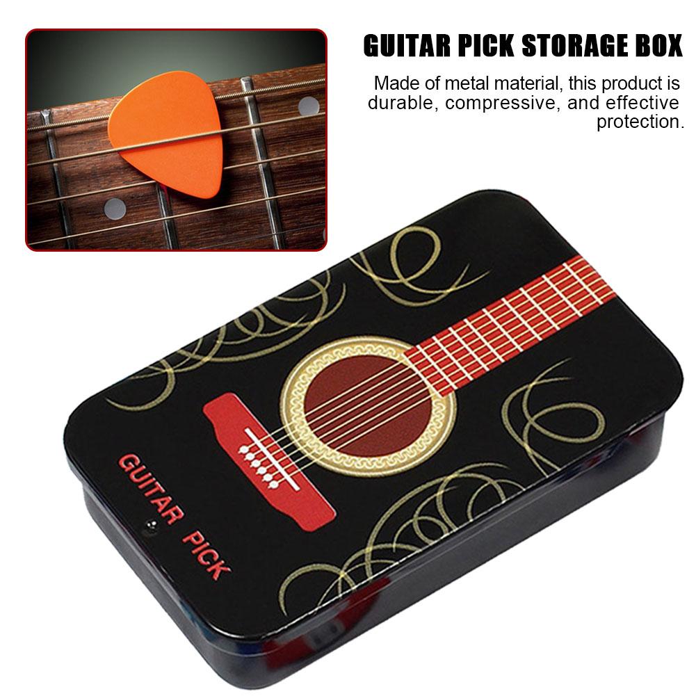 Gitaar Pick Sliding Cover Opbergdoos Draagbare Kleine Akoestische Elektrische Gitaar Pick Holder Case Tin Box Gitaar Gadget