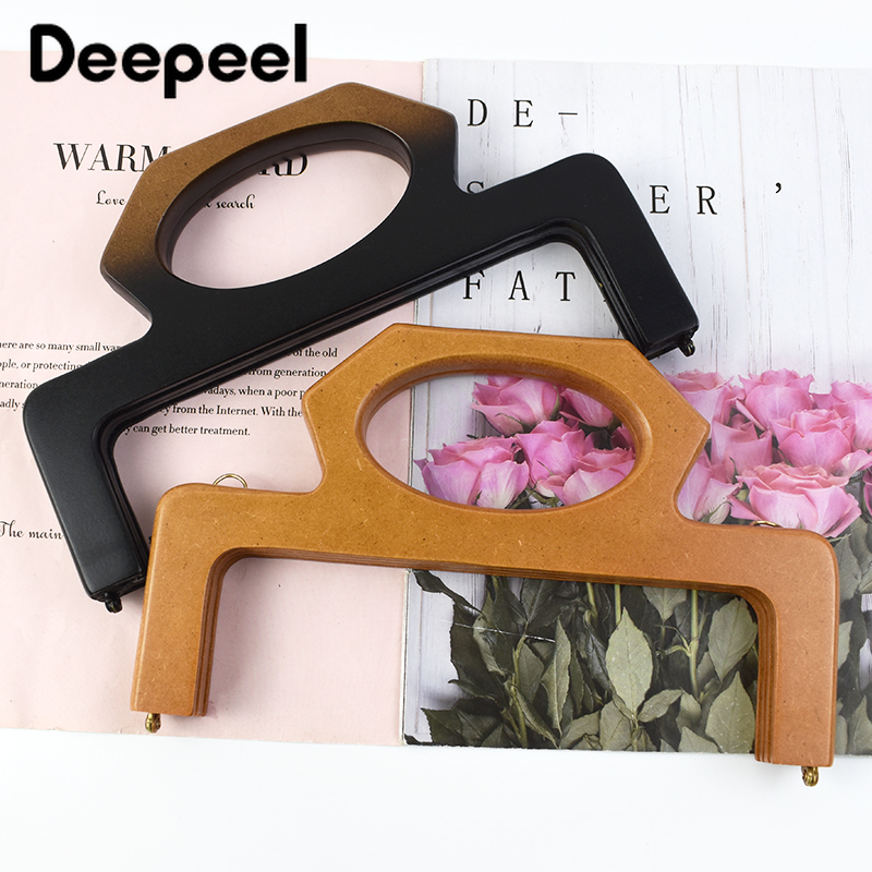 1/2 Stuks 25*15 Cm Mode Houten Tas Handvat Portemonnee Frame Kus Sluiting Diy Handgemaakte Sluiting Naaien beugels Vrouwen Handtas Accessoires