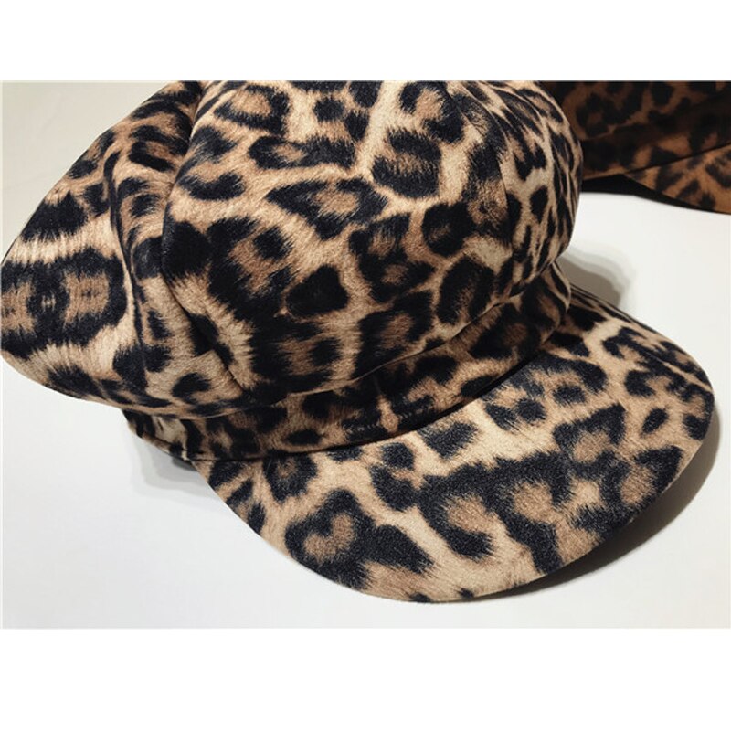 Foux casquette gavroche femme automne hiver chapeau léopard rétro multifonction béret boulanger peintre casquette octogonale étanchéité