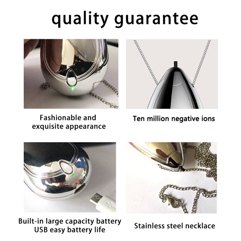 Mini Wearable Air Purifier, Personal Travel Size Air Purifier, Necklace &amp; Portable USB Charging Smoke Purifier