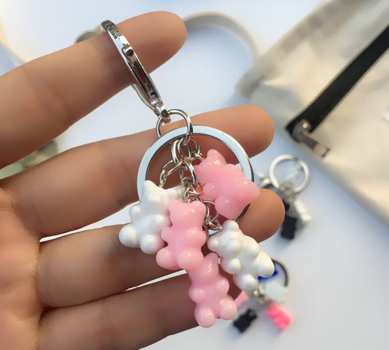 LLavero de oso de estilo coreano, adorno para coche, colgante de llaves, oso de color caramelo para decoración de bolso para niñas