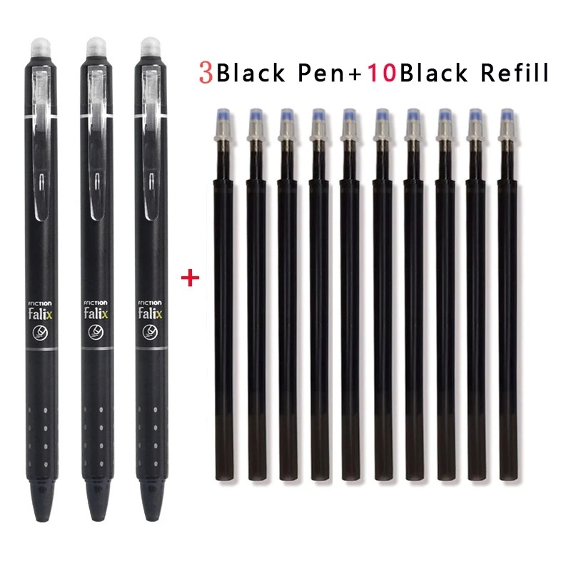 0,5mm retractable erasable gel pens with refills, black/blue gel ink, built-in eraser, office supplies, exam stationery: Green