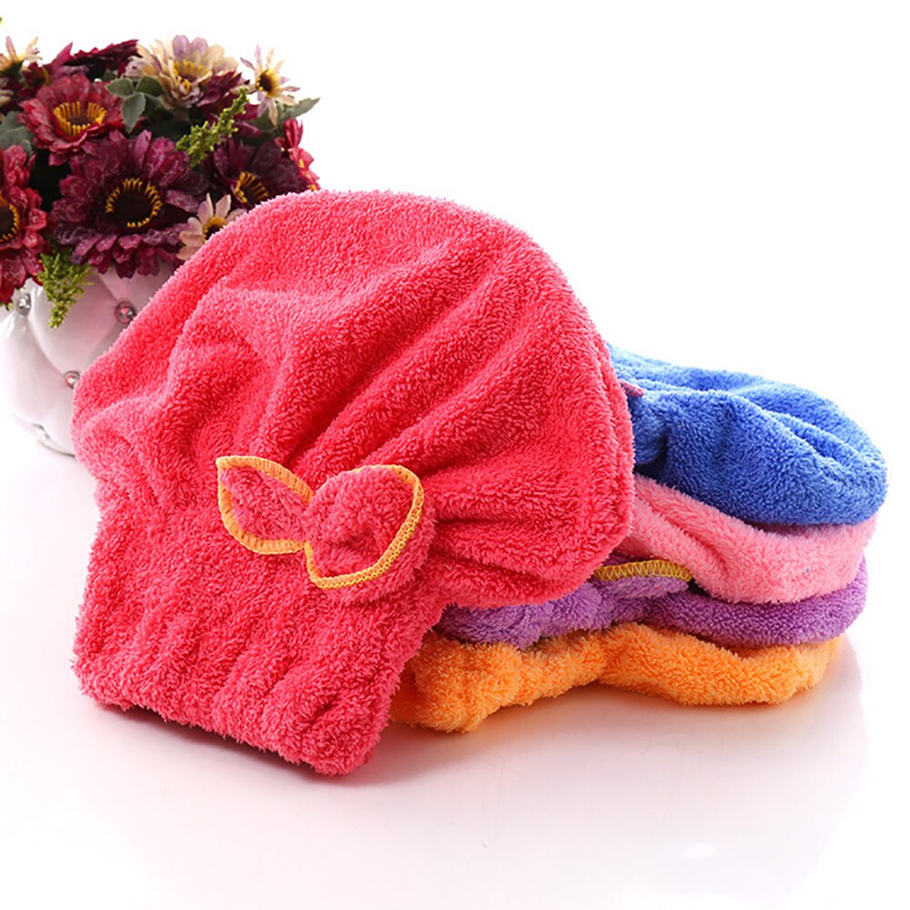 1 unidad de gorro de ducha de franela con lazo, gorro de microfibra suave para dormir, gorro absorbente para secar el cabello, bonitos accesorios de baño de salón