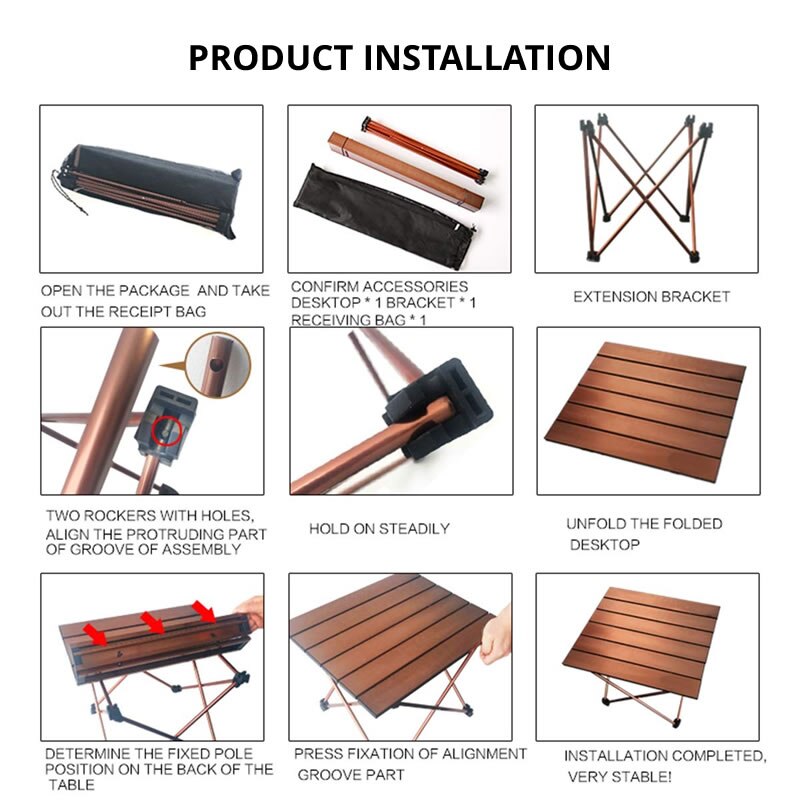 Ultralight Portable Folding Camping Table Compact Tables with Carrying Bag for Outdoor Camping Hiking Picnic Brown