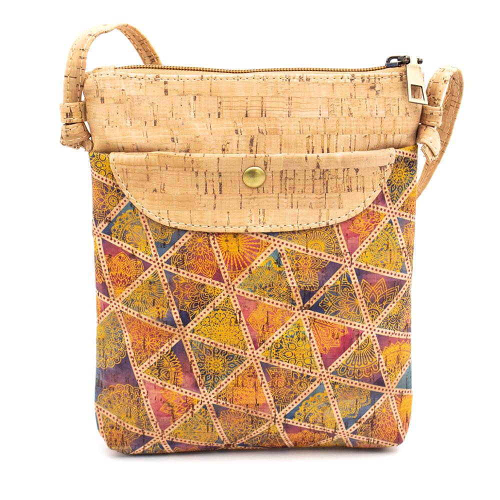 Natural cork with pattern small crossbody purse bag BAG-602