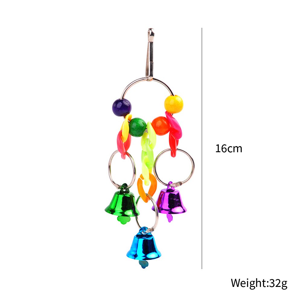 Parrot Hanging Cage Bird Cage Toys for Parrots Reliable &amp; Chewable-Swing Hanging Chewing Bite Bridge Wooden Beads Ball Bell Toys