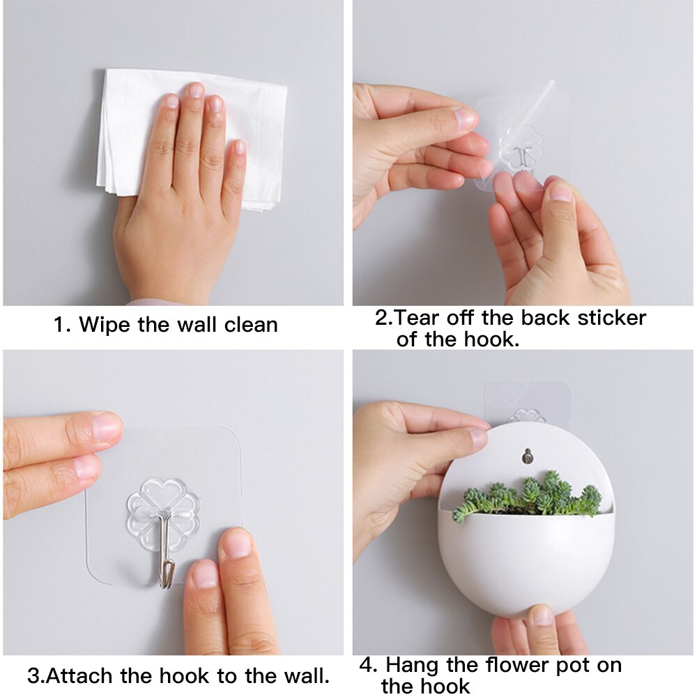 Wall Mounted Vase Hydroponic Wall Hanging Flower Pot Plastic Plant Vases Container Home Office Garden Decoration Wall Vase