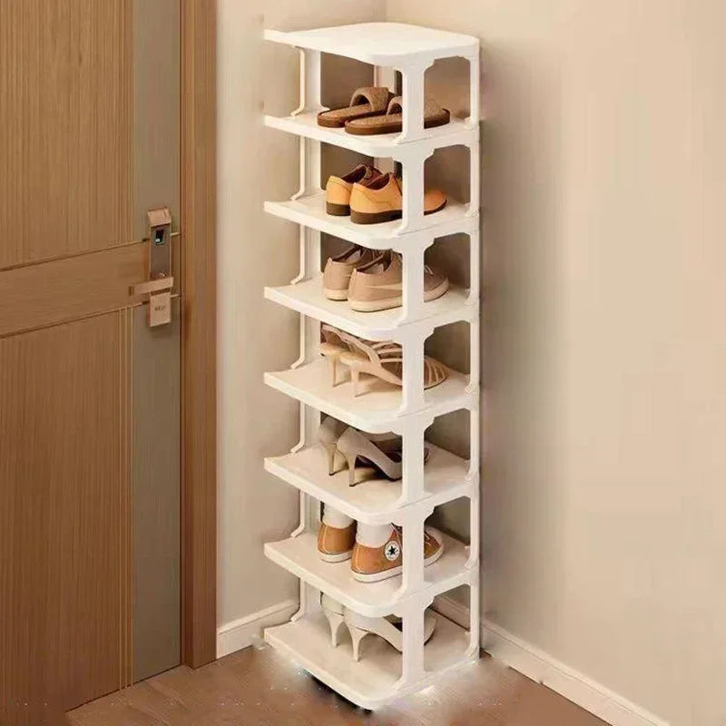 Zapatero de plástico multicapa, estantes de zapatos desmontables para el hogar, organizador de zapatos de gran capacidad, organizador de desorden para sala de estar: Rojo